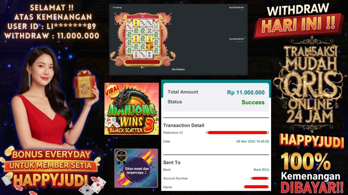 HAPPYJUDI JACKPOT SLOT MAHJONG WINS 3 - BLACK SCATTER